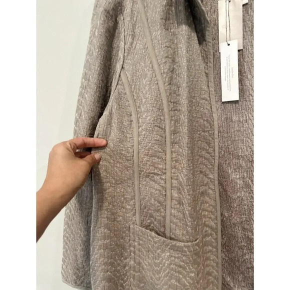 Chico's Duster Open Tan Long Sleeve Reversible with Pockets Textured Size 3 1409 - Picture 2 of 11